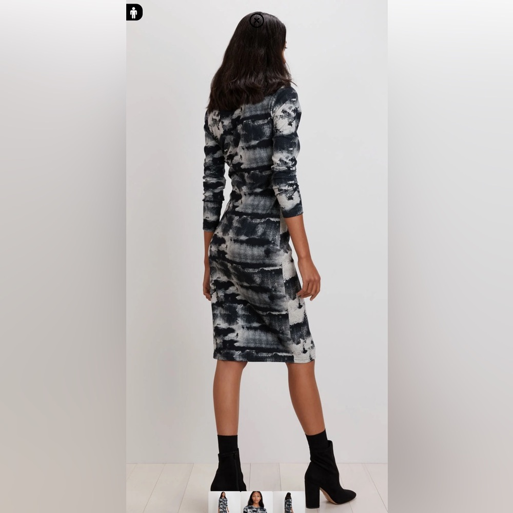 NWT The Knit Long Sleeve Tee Midi Dress Size Large Black, White and Gray - Picture 3 of 5